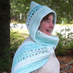 Shell Panel Hooded Crocheted Scarf
